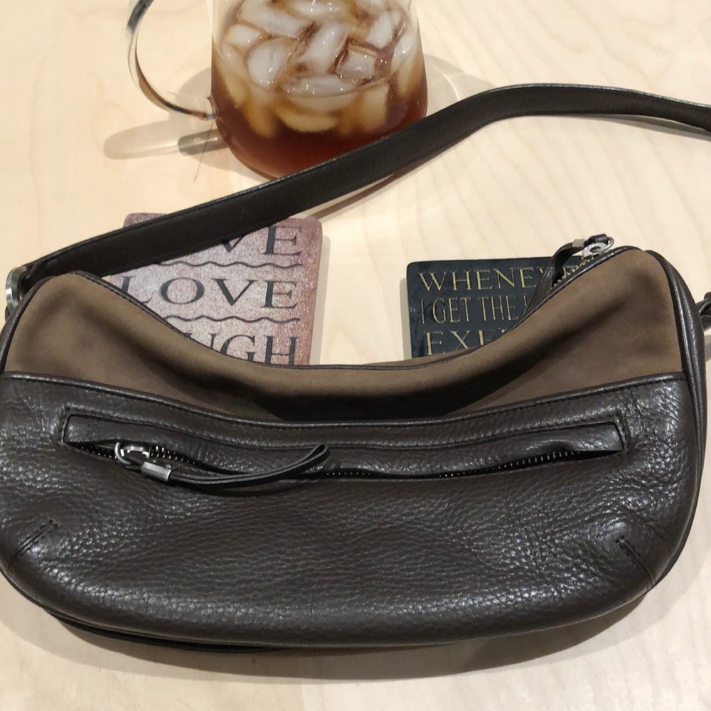 Ellen Tracy small purse; genuine leather ; brown leather and suede ;
